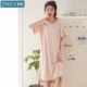 Jing Yun đồ ngủ nữ mùa hè cotton tay ngắn phần mỏng nữ dịch vụ nhà đơn giản màu rắn lỏng phần dài cô gái váy ngủ đầm ngủ nữ
