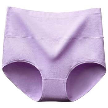 Plus size underwear women's pure cotton crotch fat mm 200 pounds high waist belly briefs sexy mid-waist 100% large size