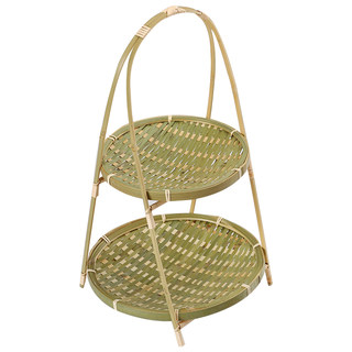 Bamboo double-layered three-layered fruit plate bamboo basket