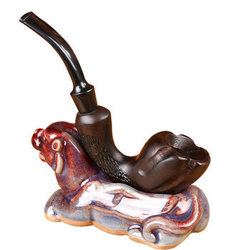 He Wang Black Sandalwood Pipe, Buddha Hand Pipe, Solid Wood Handmade Dry Tobacco Pouch, Men's Smoking Set Complete Set