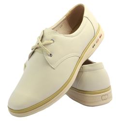 Summer Korean lace-up business shoes casual shoes colored off-white leather shoes British beige breathable soft-soled shoes men