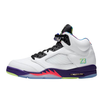 Air Jordan5 Joe AJ5 ສີຂາວສີມ່ວງ Yuanyang Reversal 20th Edition Fresh Prince High Top Basketball Shoes DB3335-100