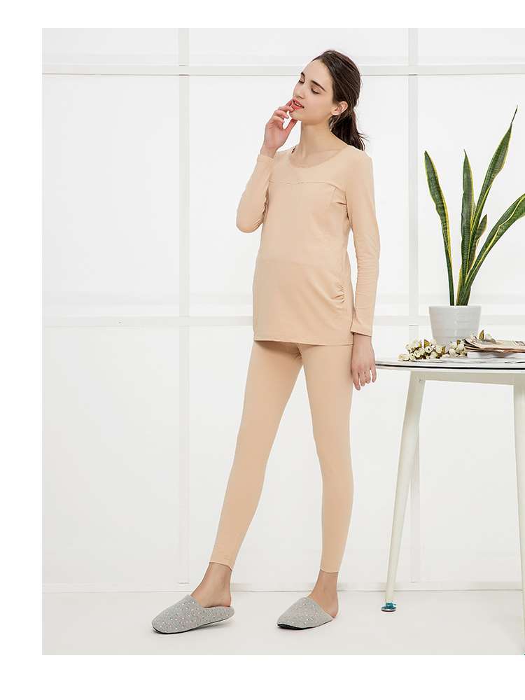 Cho con bú quần áo nhà quần phù hợp với tháng quần áo cotton áo len dịch vụ nhà phù hợp với mùa thu quần áo phụ nữ mang thai nhà mùa thu và mùa đông sản phẩm mới