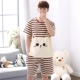 Mùa hè tay áo ngắn cộng với chất béo cotton kích thước lớn vài bộ đồ ngủ nam và nữ béo mm 200 kg dịch vụ tại nhà phù hợp với bộ đồ hai mảnh