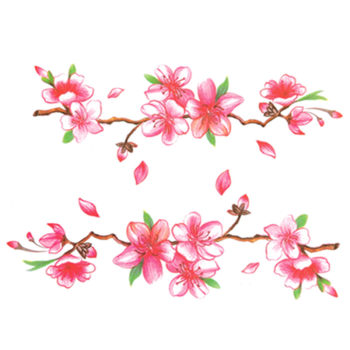 Flower Arm Girl Tattoo D113 Sakura Flower Petals Beautiful Shoulder Collarbone Tattoo Sticker One Piece Two