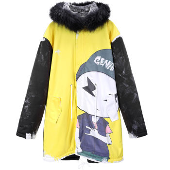 GENANX Lightning Trendy Brand Couple Winter Jacket Handsome Printed National Trend Autumn and Winter New Clothes Cotton Cotton Style Same for Men and Women