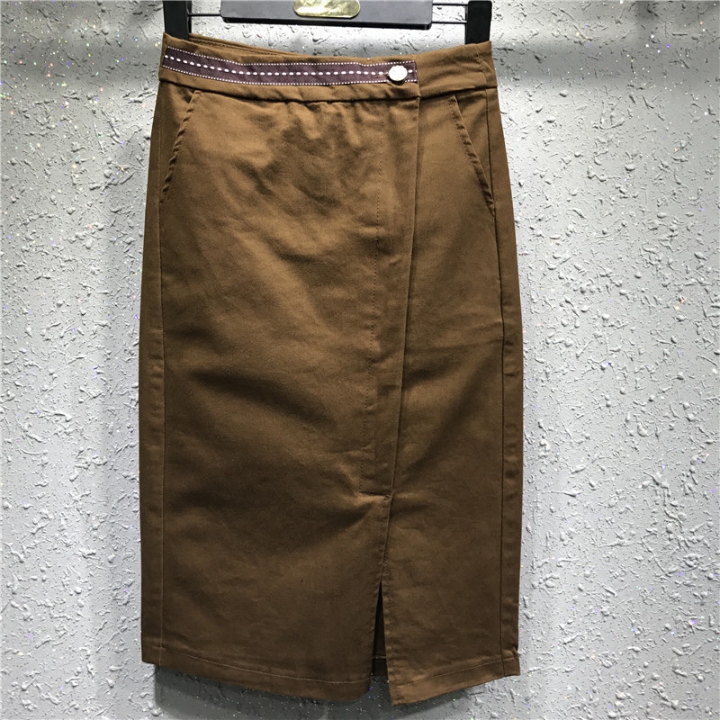 European Station Spring new Knee Casual Half Body Dress Woman slim fit mid-length version ladies Pack Hip Step Skirt