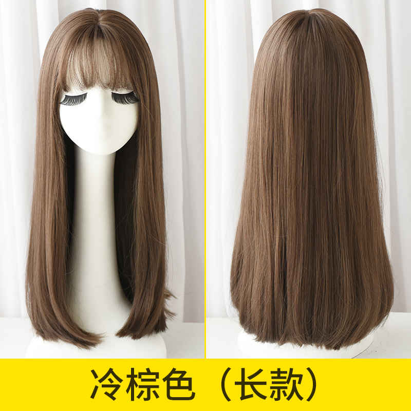 images 16:Naibo long hair cute repair air Liu Hai wigs long straight hair long hair round face long hair natural short hair wig