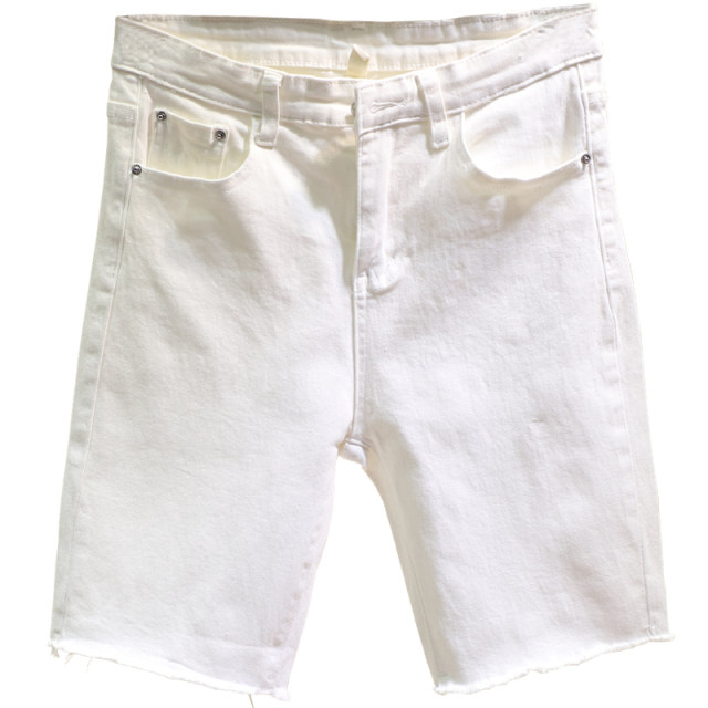 ໂສ້ງຂາສັ້ນ denim ສີຂາວລະດູຮ້ອນ