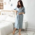 Nedia vài bộ đồ ngủ mùa hè quần short tay ngắn váy ngủ nữ cotton sọc thời trang nam phục vụ nhà - Bộ Pajama Bộ Pajama