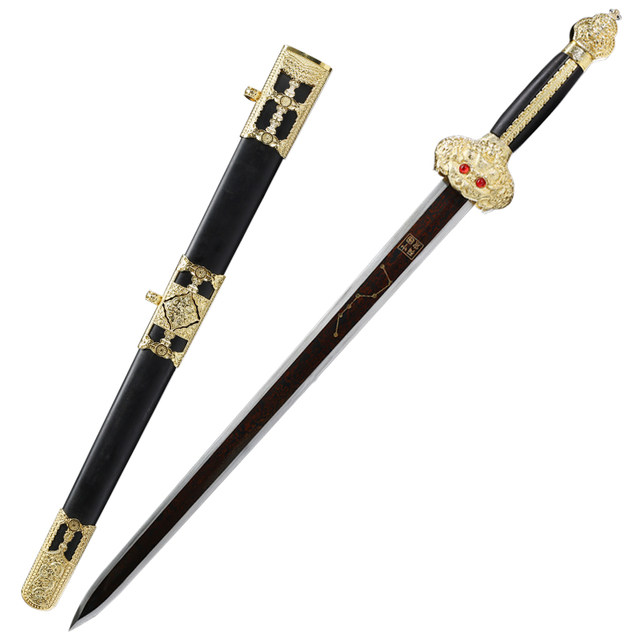 龙泉市余氏永乐剑八面汉剑刀剑花纹钢宝剑防身冷兵器未开刃