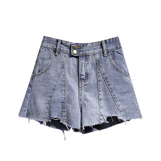 Internet celebrity fat mm student A-line hot pants denim shorts