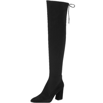 Slimming zipper thick heel long stretch boots