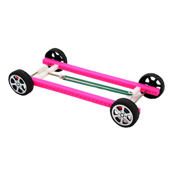 Science Experiment Teaching Aids Rubber Band Powered Car Model Science and Technology Small Project Pull-Back Car Racing Car Recoil-Powered Car