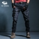 Mùa 2018 mới denim slim quần nhiều túi giản dị chân quần nam mùa xuân và mùa thu sang trọng quan sot nam