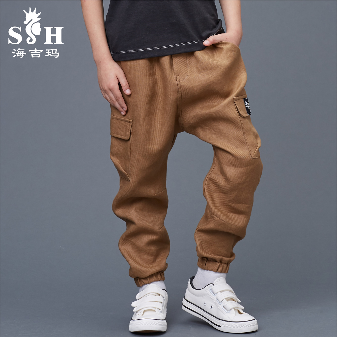 Haijima trẻ em lanh quần mùa xuân và mùa thu cậu bé mỏng quần chống muỗi thầu dầu tóc bông loose-fitting quần quần.