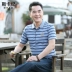 Mùa hè 2018 mới trung niên nam ngắn tay áo thun mỏng phần trung niên nam 40-50 tuổi cha áo thun áo phông nam có cổ Áo phông ngắn