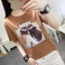 2018 mùa hè mới của phụ nữ ngắn tay t-shirt nữ hoang dã áo sơ mi in ảnh chữ cao đẳng gió Cao Cổ la bàn Áo phông