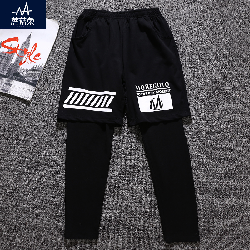 Chàng trai giả hai quần trong cậu bé lớn chạy sweatpants trẻ em trai béo bông lỏng lẻo street dance quần áo quần.