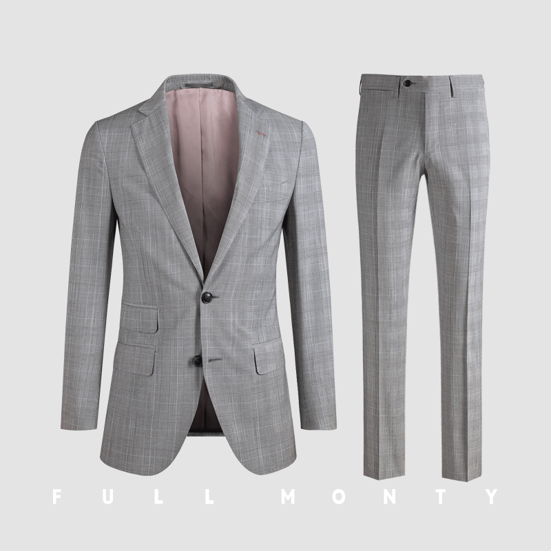 Full Monty Welsh sọc ca rô Suit nam len Suit Business Trim Professional Suit