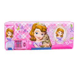 Stationery box for girls, primary school students, pencil box, male double-sided multi-functional plastic children's pencil box, female Korean version cute pencil box