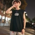 Áo thun nam mùa hè không tay phiên bản Hàn Quốc Loose Casual Nhật Bản đơn giản In chữ giả hai mảnh Vest nam mồ hôi áo ba lỗ nam cao cấp Lót