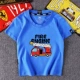 Fire Truck Boy Áo thun ngắn tay mùa hè Dress Big Boy Cotton T-shirt Little Girl Nửa tay áo Áo trẻ em - Áo thun