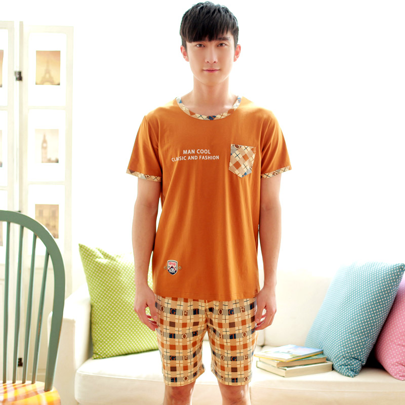 Teen đồ ngủ Mens Summer bông ngắn tay áo thể thao mùa hè bông Trang chủ Quần áo mùa hè Suit Summer Suit.