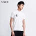 VMEN Wiman mùa hè áo sơ mi trắng POLO tay ngắn nam ve áo Áo thun cotton trẻ trung nam 820232220 áo phông kẻ ngang nam Polo