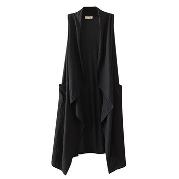 Spring Thin Sleeveless Cardigan Mid-Length Vest Jacket Women's Spring and Autumn Shawl Loose Vest Clip Large Slim Waistcoat