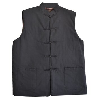 Spring and Autumn Pure Cotton Old Coarse Vest and Waistcoat Chinese Style Handmade Disc Button Stand Collar Split Placket Sleeveless Single Layer Tang suit for Men