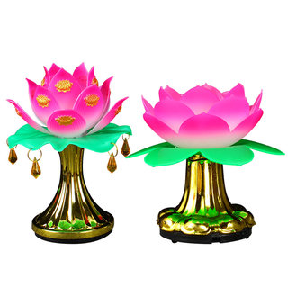 led莲花灯七彩小荷花 长明灯家用供具神台灯 灯电池