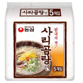 Korean Imported Instant Food Nongshim Beef Bone Soup Noodles 110g*5 Korean-Style Instant Noodles Non-Spicy