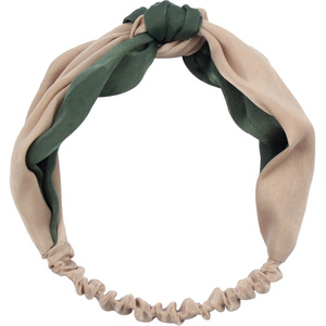 韩国麻花打结撞色粉绿拼接宽复古中国结百搭缎面交叉发带发饰发箍