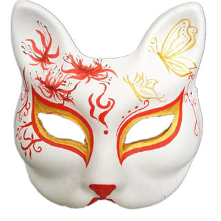 Маска лисы, расписанная вручную, утолщенная и закаленная, с изысканными узорами.