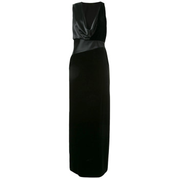 2023 Spring and Autumn V-neck dress black skirt long for women new European and American temperament temperament dress ຍາວແບບຝຣັ່ງ