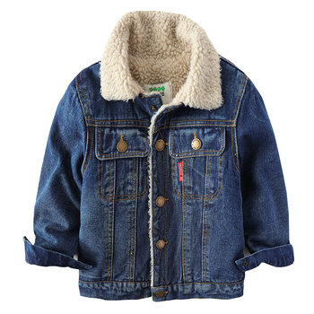 Boys denim jacket, lambswool thickened cotton clothing, children's clothing