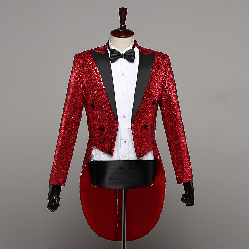 tuxedo mới nam giai đoạn sequin váy biểu diễn ảo thuật áo thanh hộp đêm chủ trì quần áo dây dẫn hợp xướng