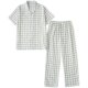 Gauze unprinted style Japanese style plaid plus pajamas ຂະຫນາດ