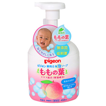 ສະບັບພາສາຍີ່ປຸ່ນ - Pigeon Peach Water Shampoo and Shower Gel 2-in-1 Infant and Newborn Children Peach Leaf Moisturizing Essence Wash and Care