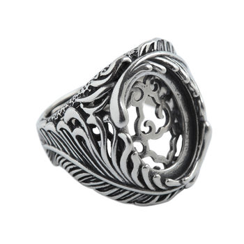 ການຂົນສົ່ງຟຣີ S925 sterling silver ring ເປົ່າສະຫນັບສະຫນູນສາຂາເປີດວົງສະຫນັບສະຫນູນຄູ່ຜົວເມຍແບບດຽວກັນ retro ບຸກຄະລິກກະ inlaid ເຄື່ອງປະດັບເງິນ turquoise