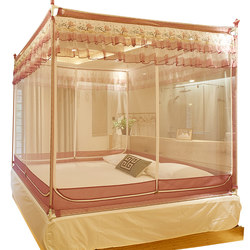 Mosquito net three-door new anti-fall yurt square top zipper type 1.5m 1.8m bed double household princess style