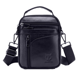 Captain Niu Leather Men's Genuine Leather Business Casual Shoulder Crossbody Bag Multifunctional Vertical Portable Small Shoulder Bag