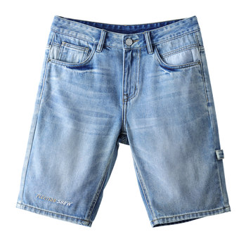 Hanska Summer ບາງໆສີອ່ອນໆ Denim Shorts ຜູ້ຊາຍ Casual Straight Versatile Handsome Street ຫ້າຈຸດກາງແນວໂນ້ມ Pants