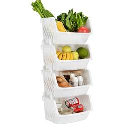 The kitchen shelf landing multi -layer -style provincial space supplies with small department stores with small department stores and vegetables basket storage basket shelf