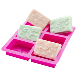 Aizapang six-connected square flamingo silicone mold DIY handmade soap mold mold ສະບູຜະລິດປະມານ 108 ກຼາມຂອງສະບູ