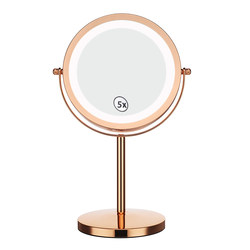 Double -sided lamp mirror 3 times 10 times magnifying makeup mirror LED LED lamp telescopic rising and adjusting height dressing mirror