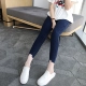 Xuân 2018 mới to béo mm khoảng cách chân bông tuyết quần cao co giãn thường xuyên quần XL nữ 9 điểm quần sơ mi kẻ sọc Mùa xuân