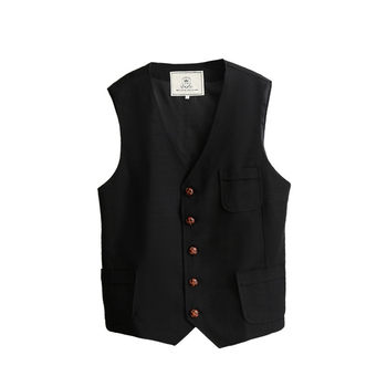 Summer new men's linen vest thin slim fit vest cotton and linen waistcoat casual suit vest large size waistcoat