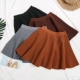 2017 mới đàn hồi cao eo váy ngắn ô váy đơn giản knit hoang dã một từ váy pettiskirt chân váy chữ a caro Váy